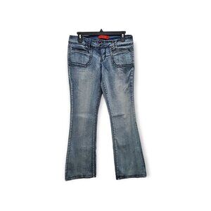 Zana Di Junior's Vintage Y2K Acid Wash Low Rise Flare Leg Jeans Size 9‎